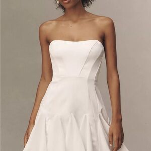 BHLDN White Strapless Mini Dress Bridal Shower Rehearsal Dinner Engagement NWT